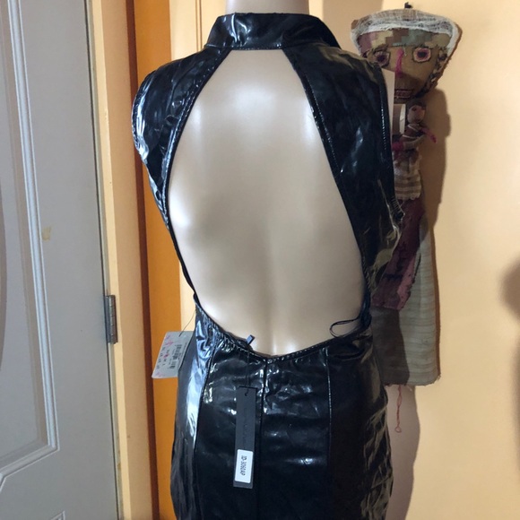 Latex Mini Dress Black Bodycon - Picture 7 of 9